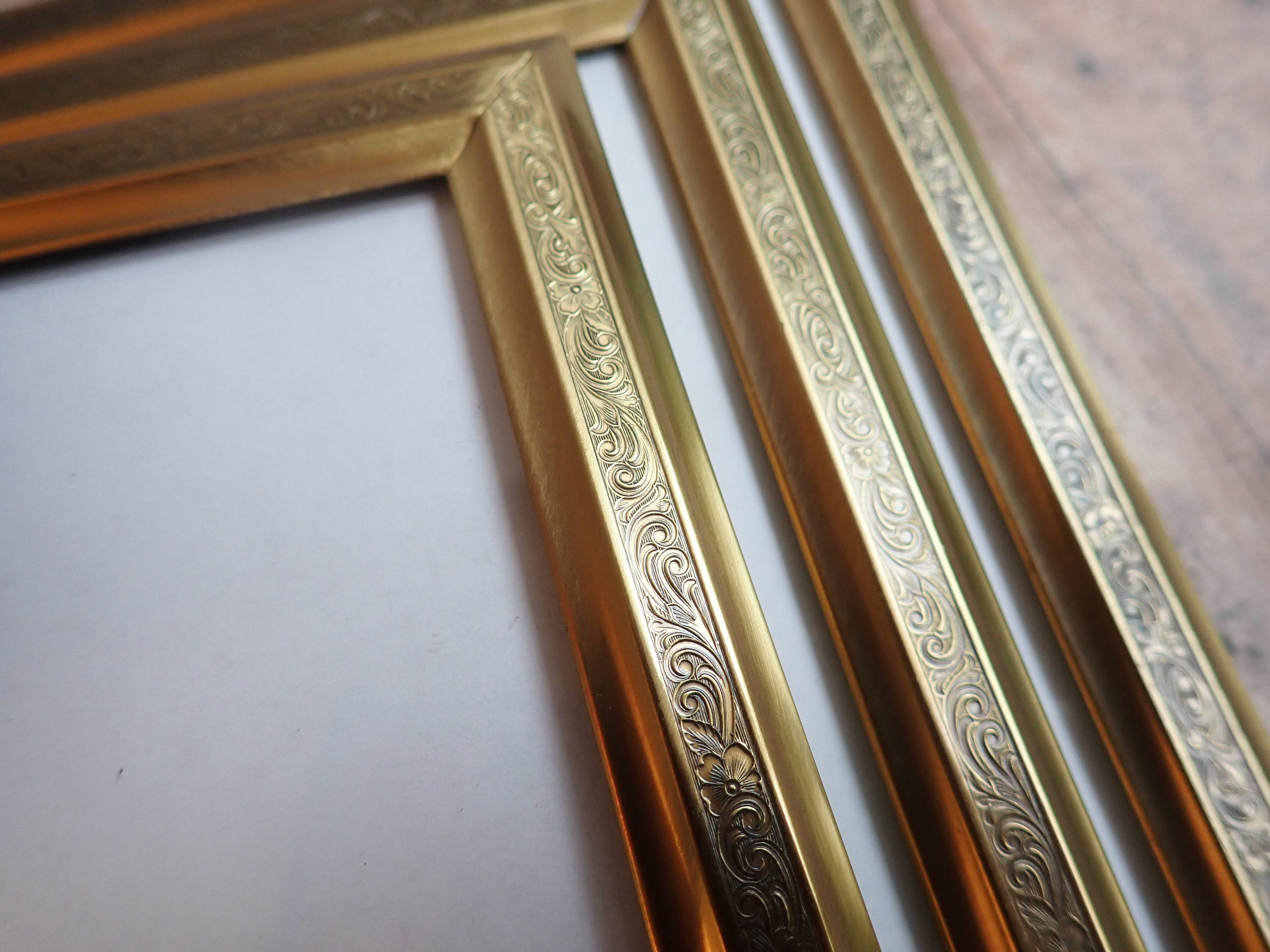 Vintage 5x7 Metal Bronze Gold Photo Picture Frame Set of 3 Matching