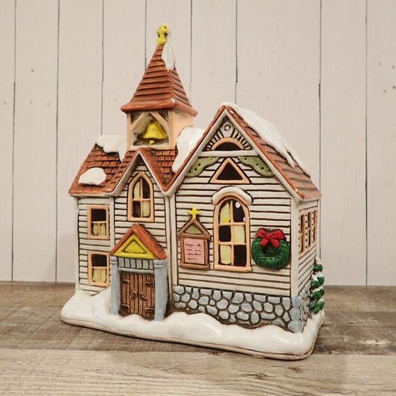 Vintage LEFTON Colonial Village Friendship Chapel Church Christmas Building 06334
