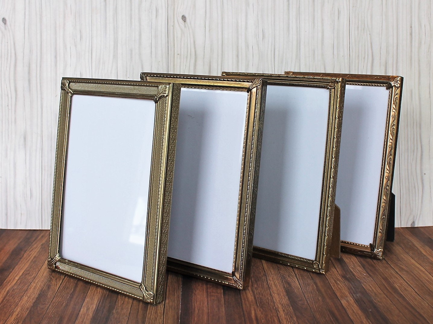 Vintage 5x7 Metal Gold Brass Colored Photo Picture Frame Set of 4 Wide ...