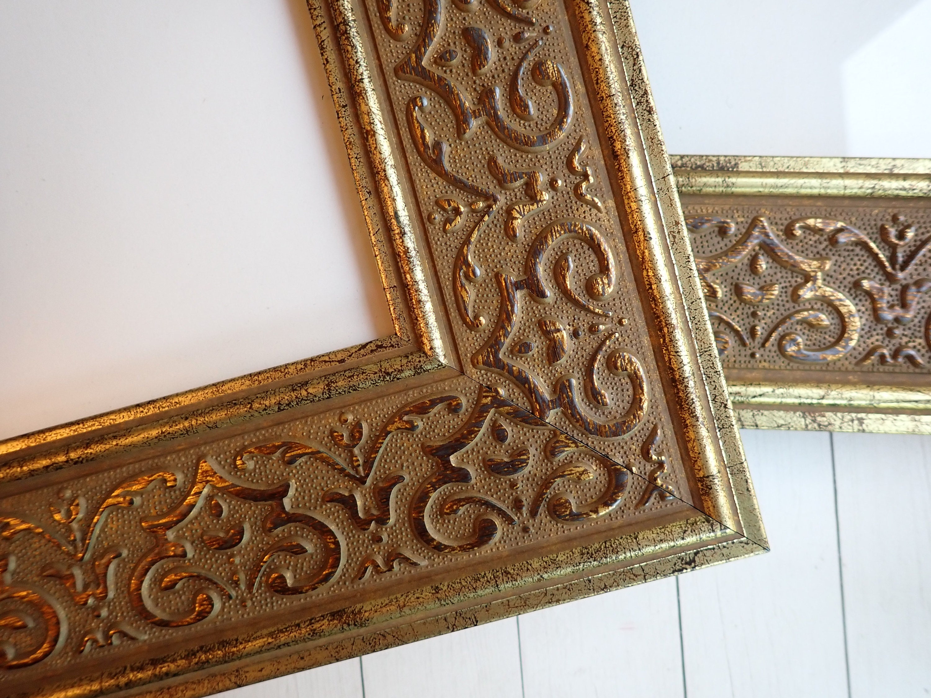 Vintage 8x10 Frame Set of 2 Wide Gold Frames with Scroll Design