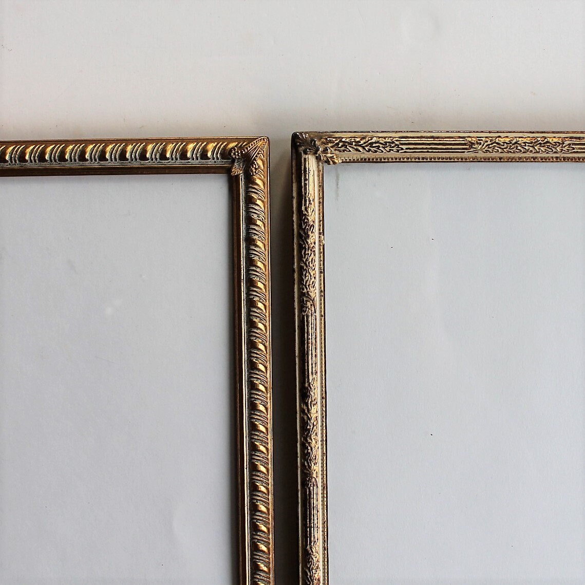 Vintage 8x10 Brass Photo Picture Frame Set of 2 with White Enamel Accent Floral Leaf Vine Deisgn