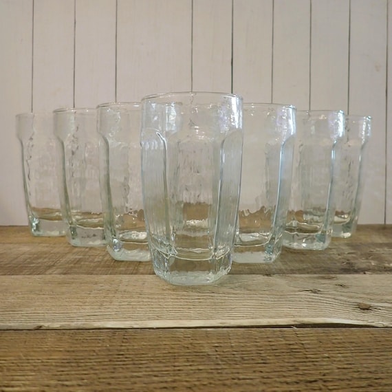 Vintage Libbey CHIVALRY Clear 4.5" Highball Glass Tumbler Set of 8 Flat Paneled 8 oz.