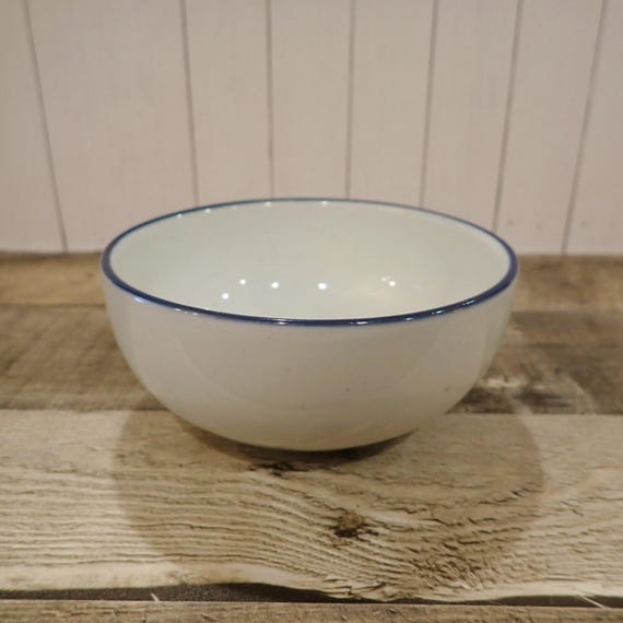 Vintage Dansk BLUE MIST 5" Individual Salad Bowl White Stoneware with Blue Band
