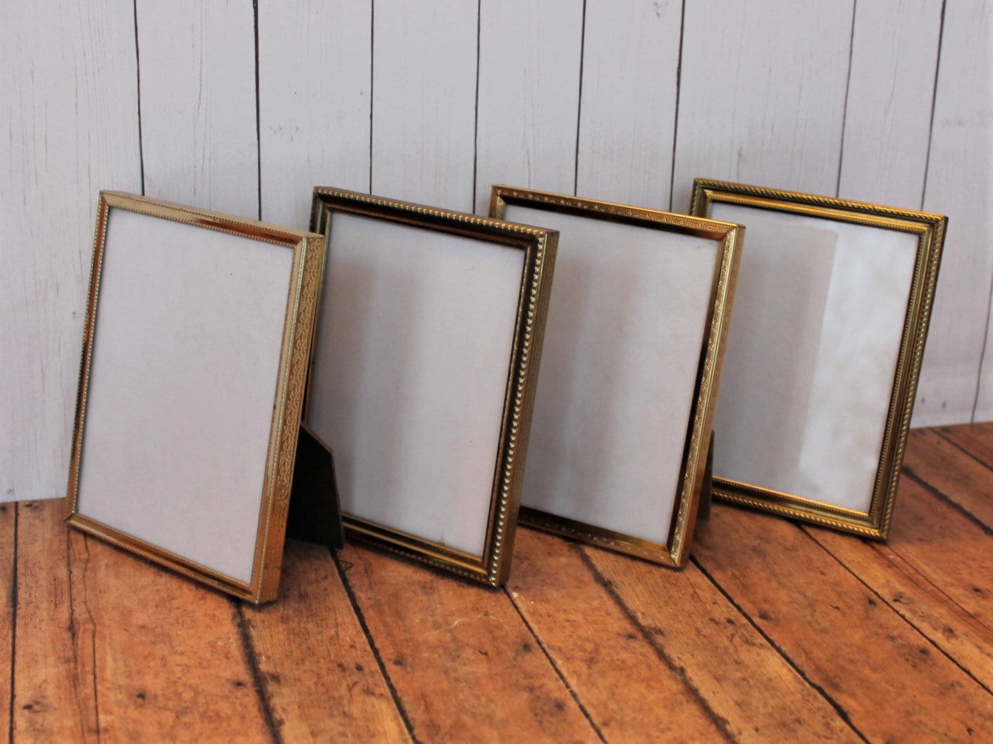 Vintage 4x5 Metal Gold Brass Colored Photo Picture Frame Set of 4