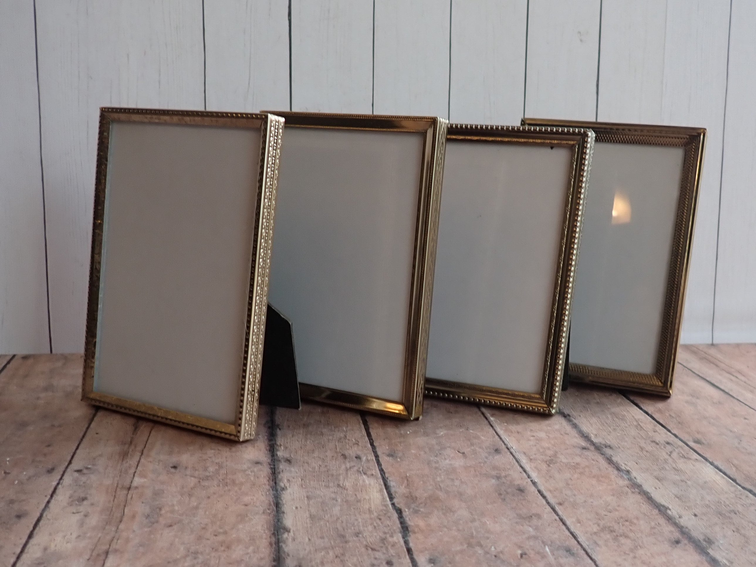 Vintage 3x5 Metal Gold Brass Colored Photo Picture Frame Set of 4