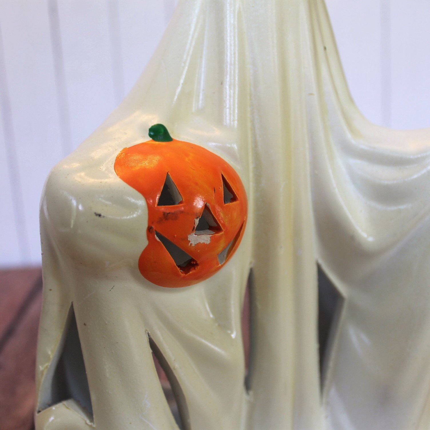 Vintage Ceramic Halloween Figure Ghost with Pumpkin Jack O Lantern ...
