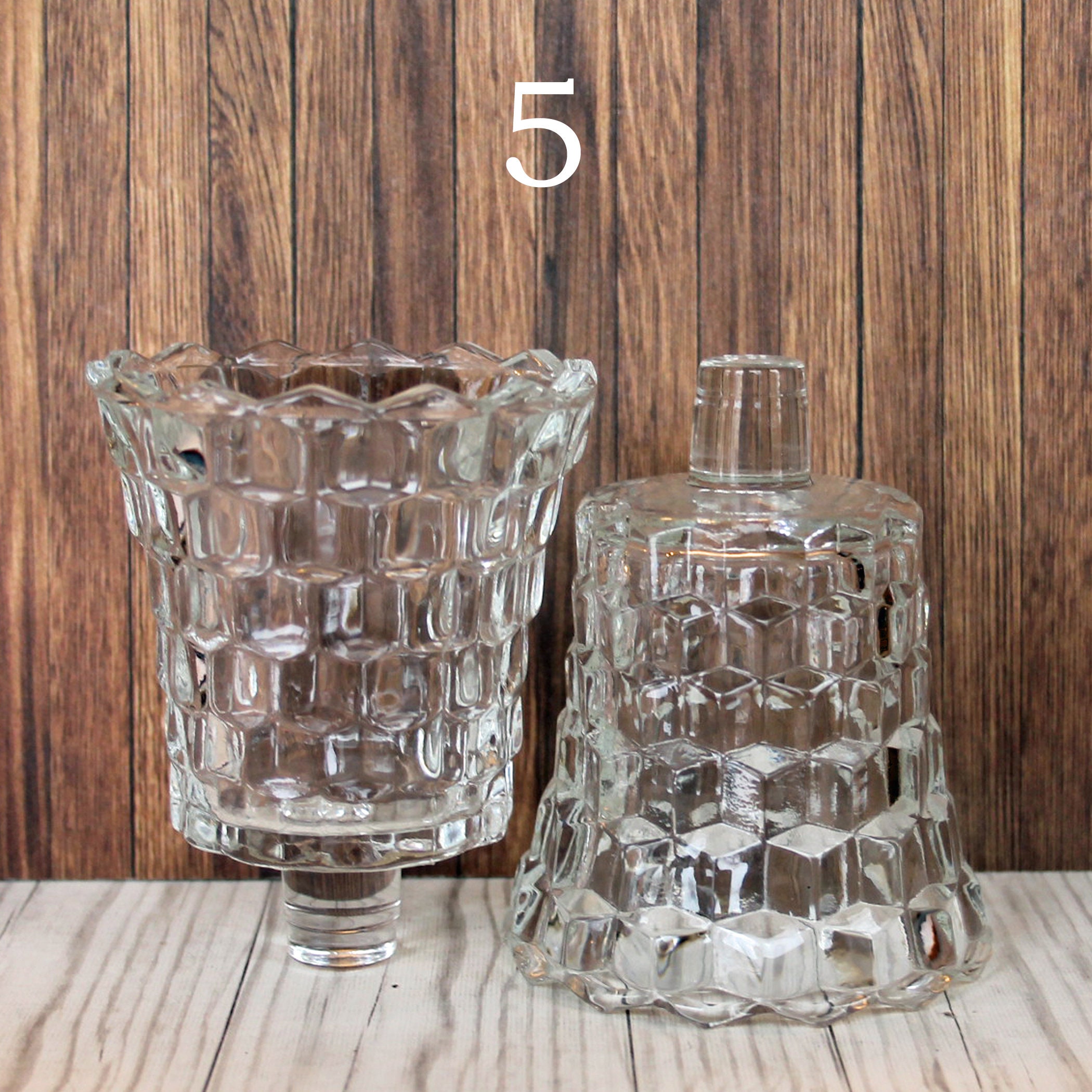 Vintage Clear Glass Votive Cups PAIRS YOU CHOOSE Patterned Votive