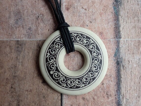 Vintage Touchstone Pottery Celtic Art Necklace Ceramic Pendant Sacred Tree of Life