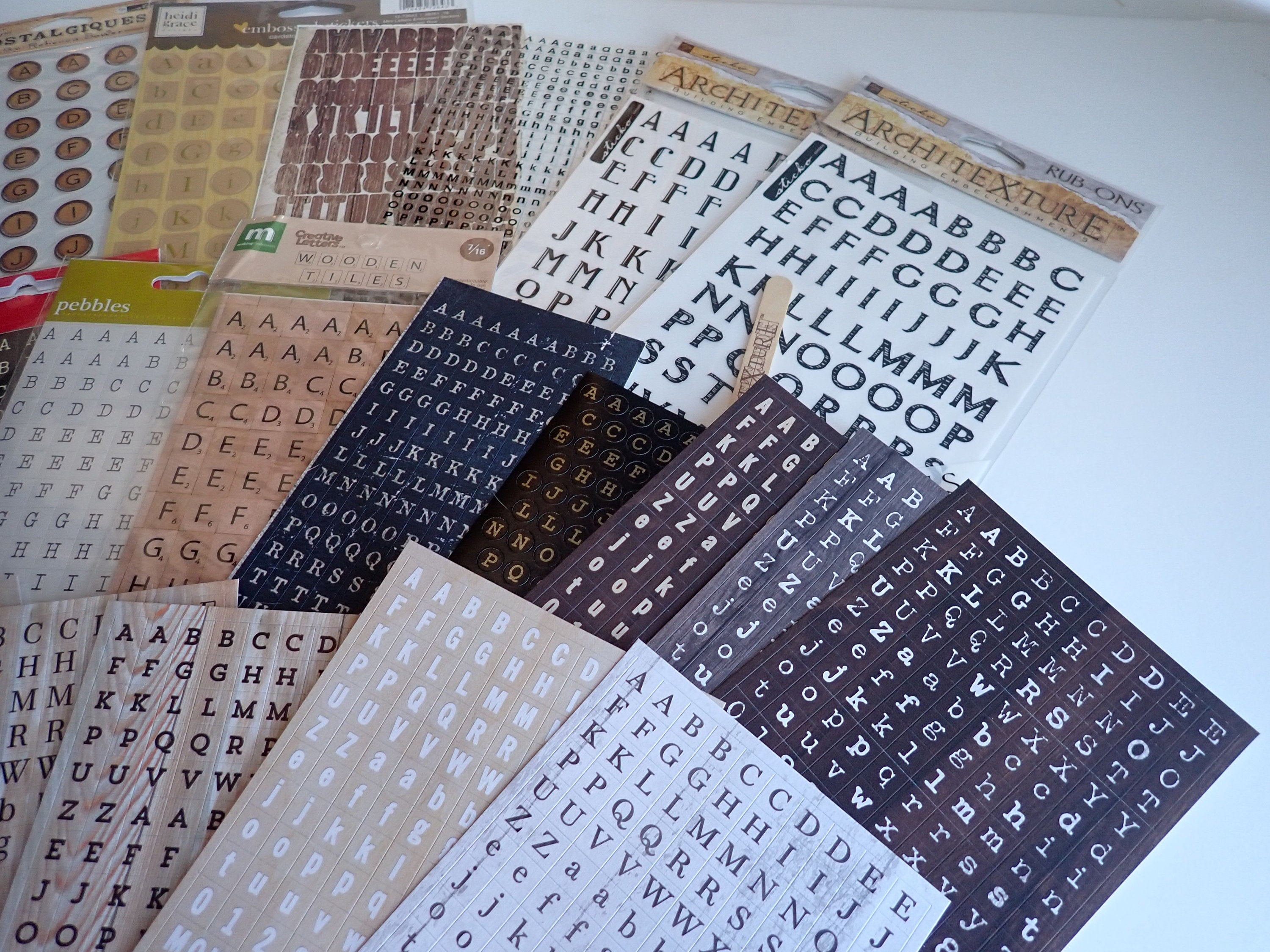 Scrapbook Sticker Alphabet Sheets Set of 20 Different Letter Sticker