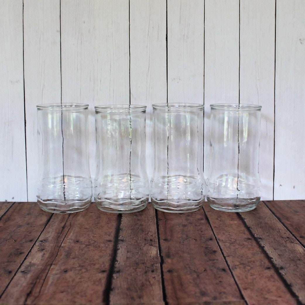 Vintage Jelly Jar Tumbler Glasses Set of 4 Tumblers with Rounded Bottom
