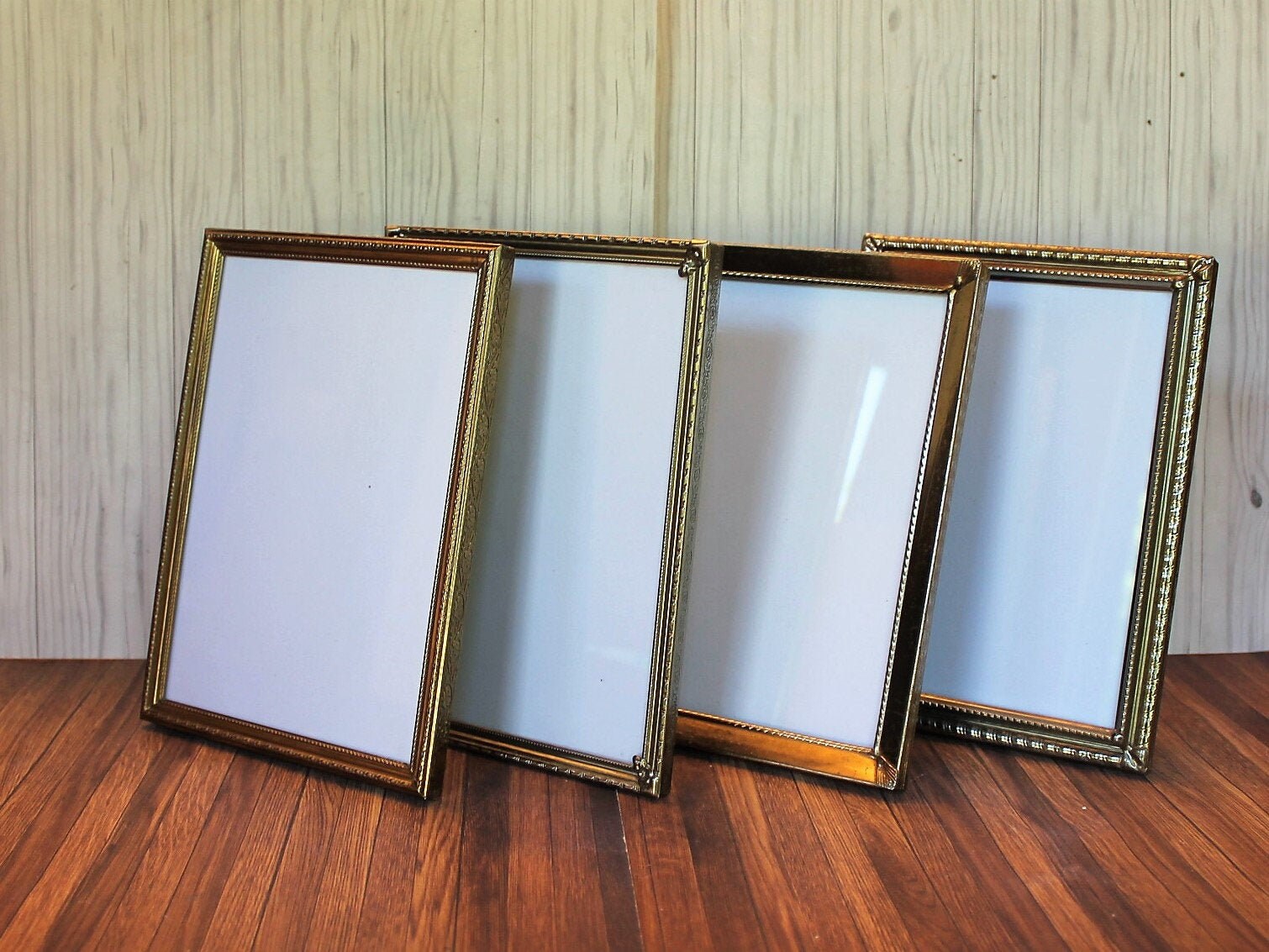 Vintage 5x7 Metal Gold Brass Colored Photo Picture Frame Set of 4 Wide ...
