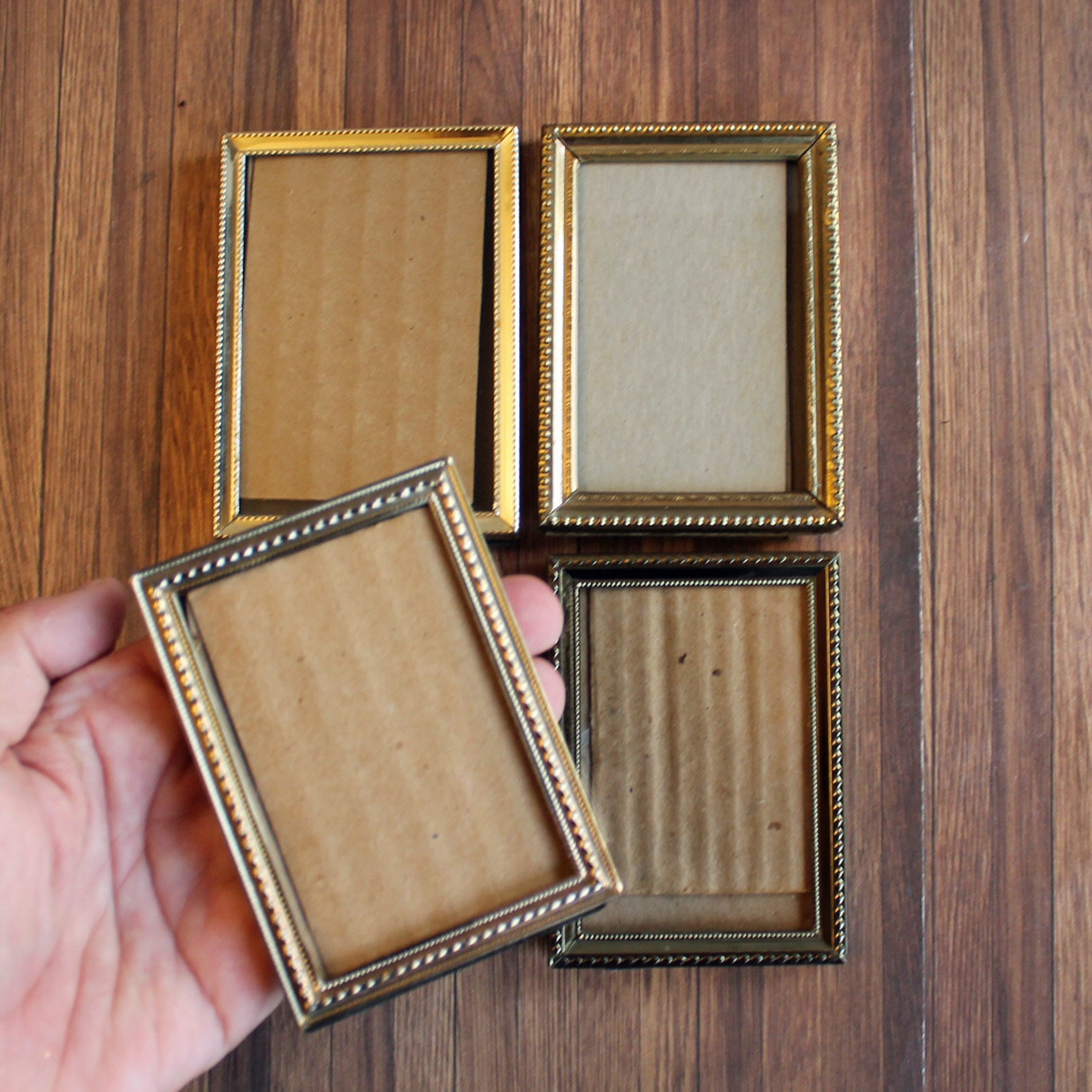 Vintage 2x3 Metal Gold Brass Colored Photo Picture Frame Set of 4