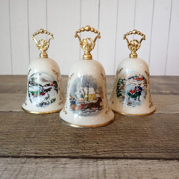 Vintage Gorham Christmas Bell CHOICE of Year Currier and Ives Pattern 1976 1981 1985
