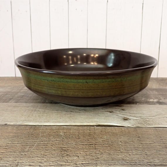 Vintage Franciscan MADEIRA 9" Round Vegetable Serving Bowl Brown Green Stoneware Bowl