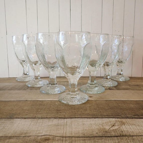 Vintage Libbey CHIVALRY Clear Water Goblet Set of 8 Flat Paneled Goblet 12 oz.
