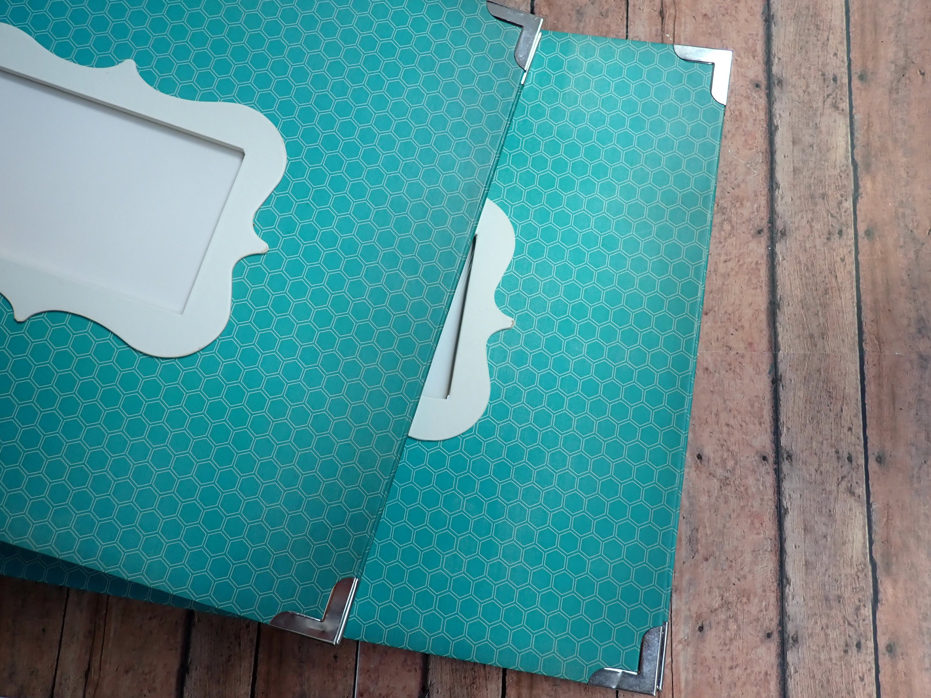 Paper Studios 12x12 Aqua Blue and White Scrapbook Album Set of 2