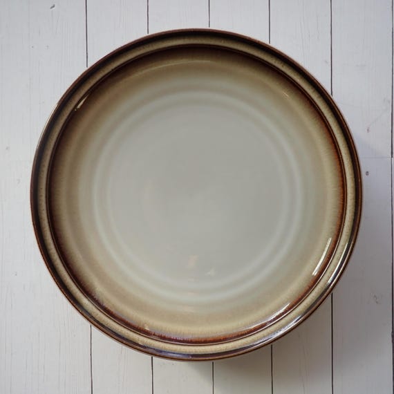 Vintage Noritake FANFARE Salad Plate Set of 4 Plates Cream and Brown Stoneware Bowls