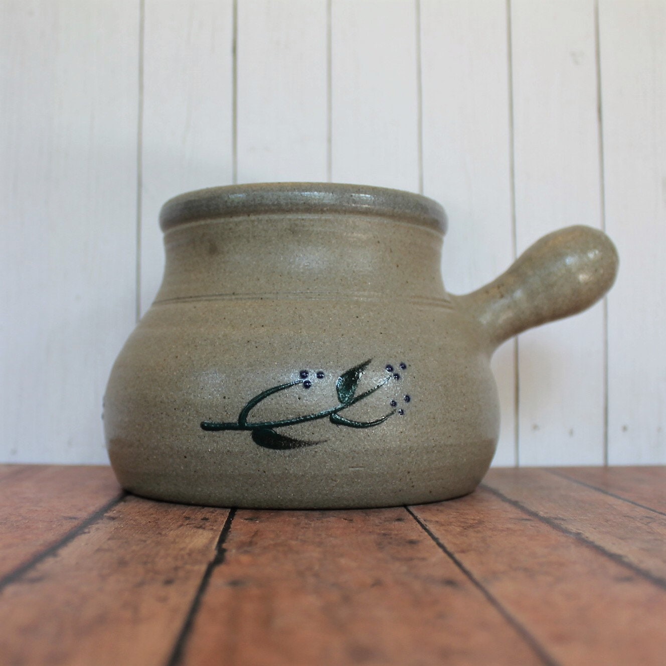 Vintage ROWE POTTERY WORKS Stoneware Soup Chili Bowl with Handle Gray