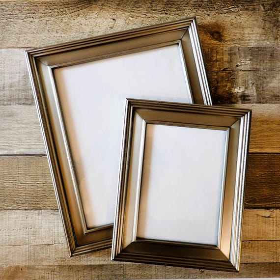 Vintage 8x10 and 5x7 Silver Gray Photo Picture Frame Set of 2 Matching with Smooth Design 8" x 10" and 5" x 7"