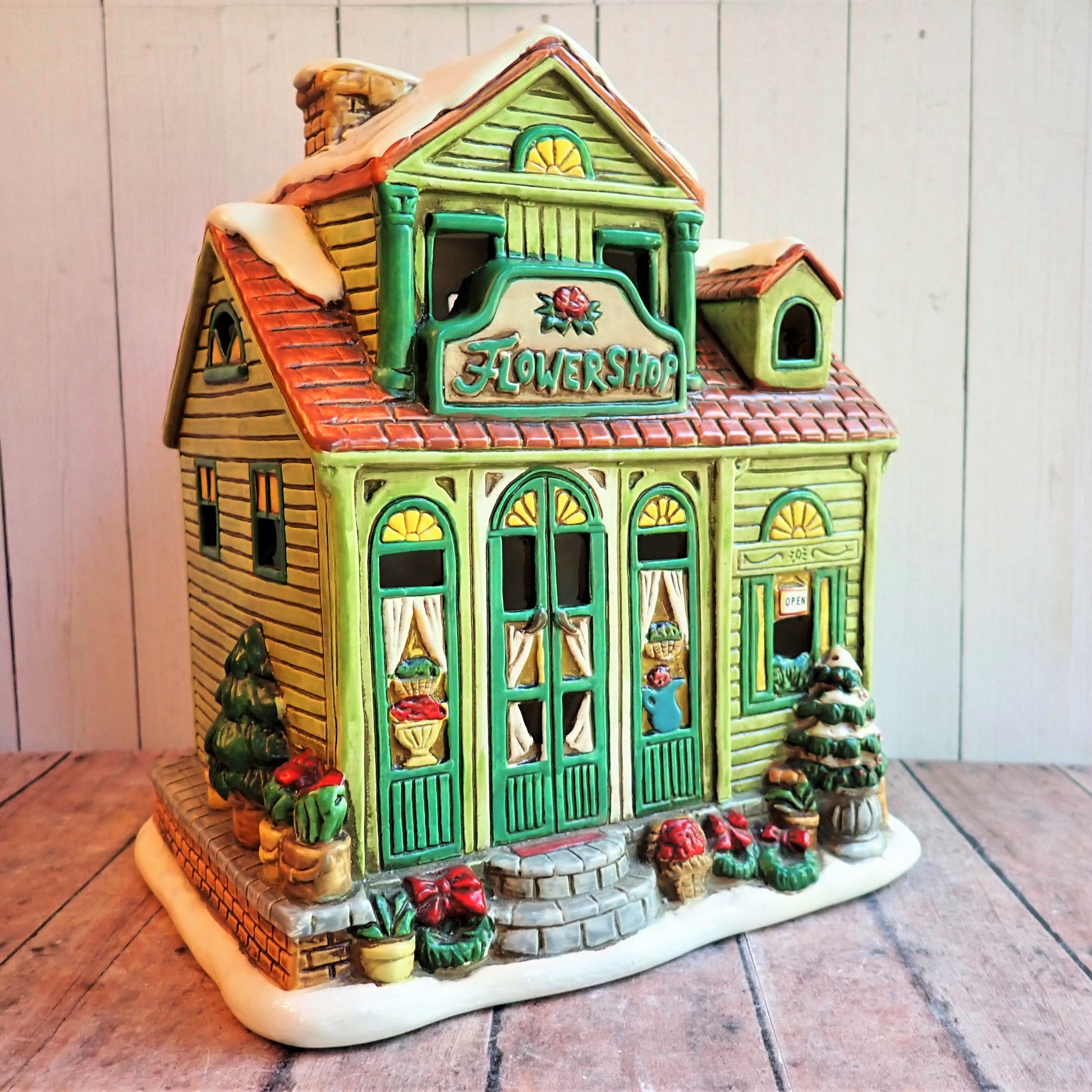 Vintage LEFTON Colonial Village Flower Shop Christmas Building No Box