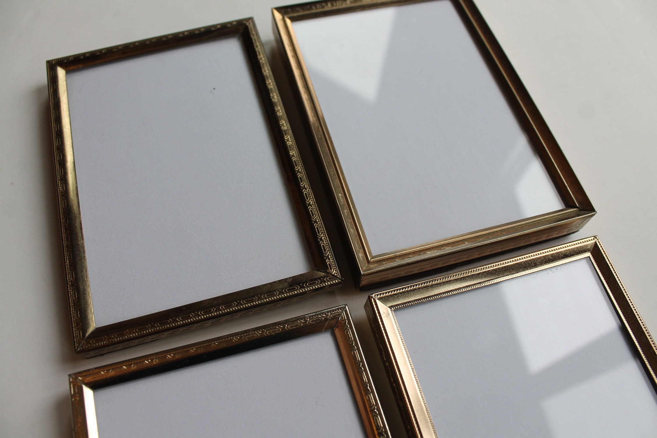 Vintage 3x5 Metal Gold Brass Colored Photo Picture Frame Set of 4