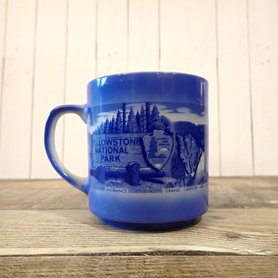 Vintage Yellowstone National Park Ceramic Souvenir Mug Old Faithful Bear Falls