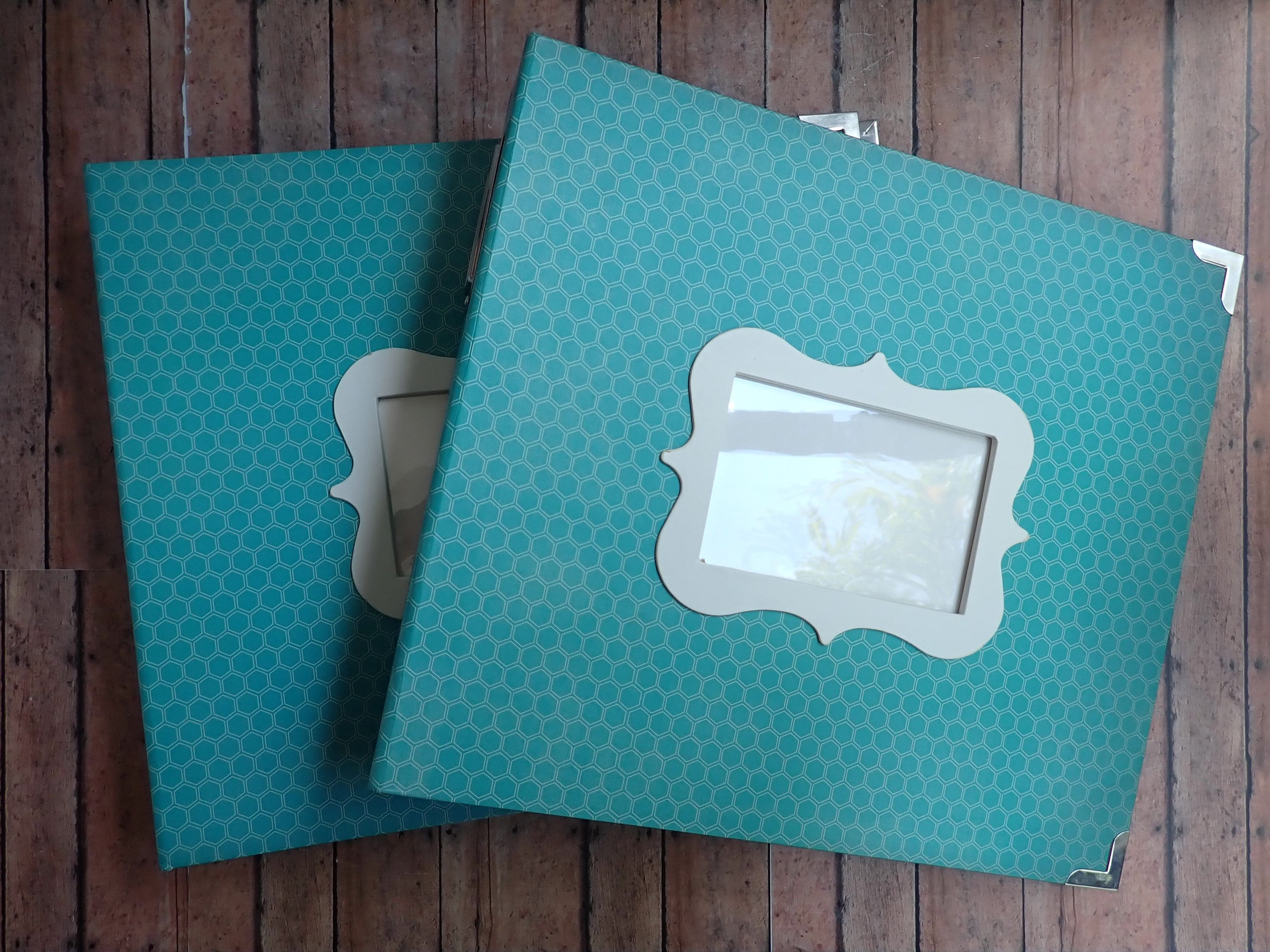 Paper Studios 12x12 Aqua Blue and White Scrapbook Album Set of 2