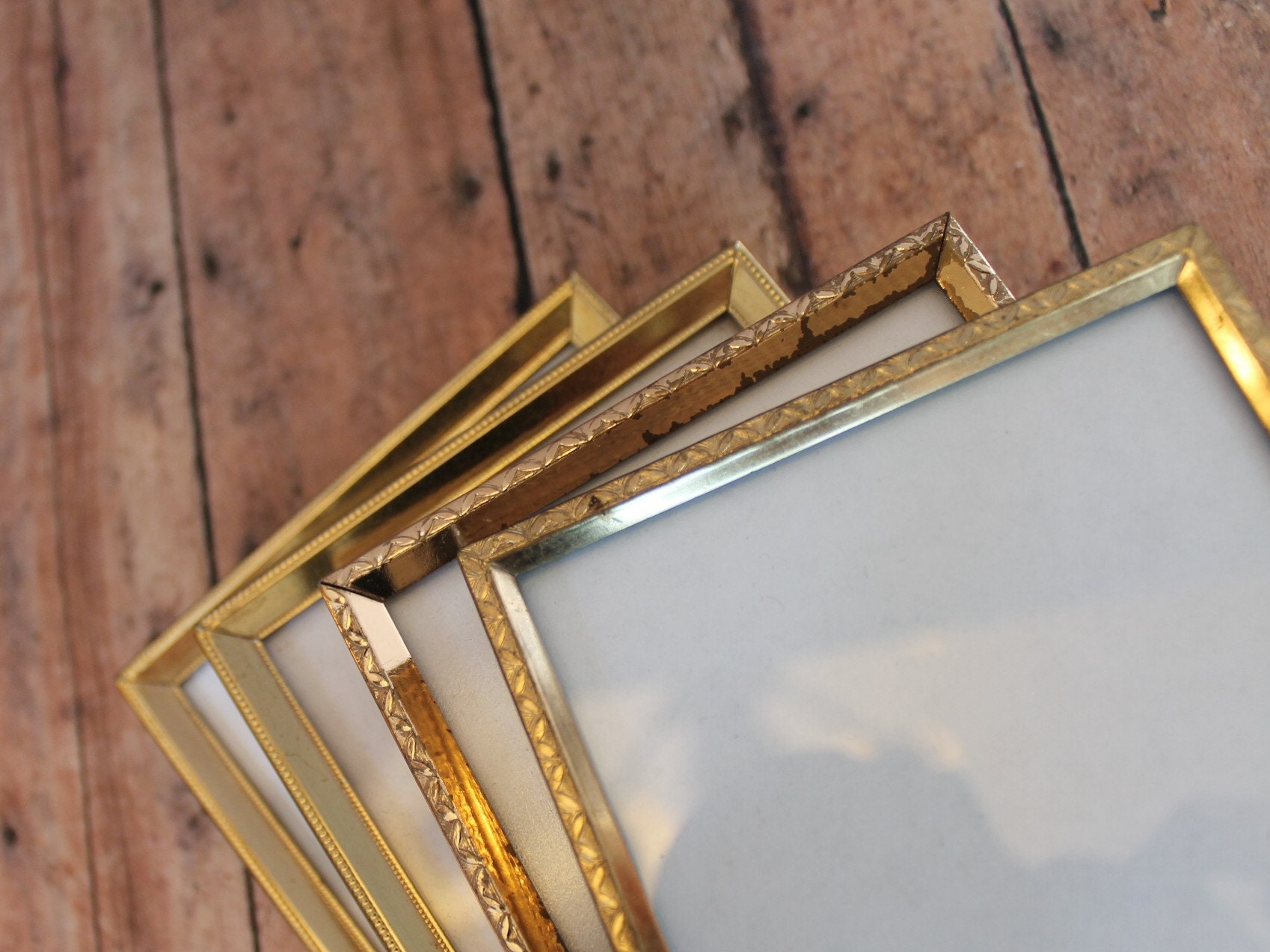 Vintage 3x4 Metal Gold Brass Colored Photo Picture Frame Set of 4