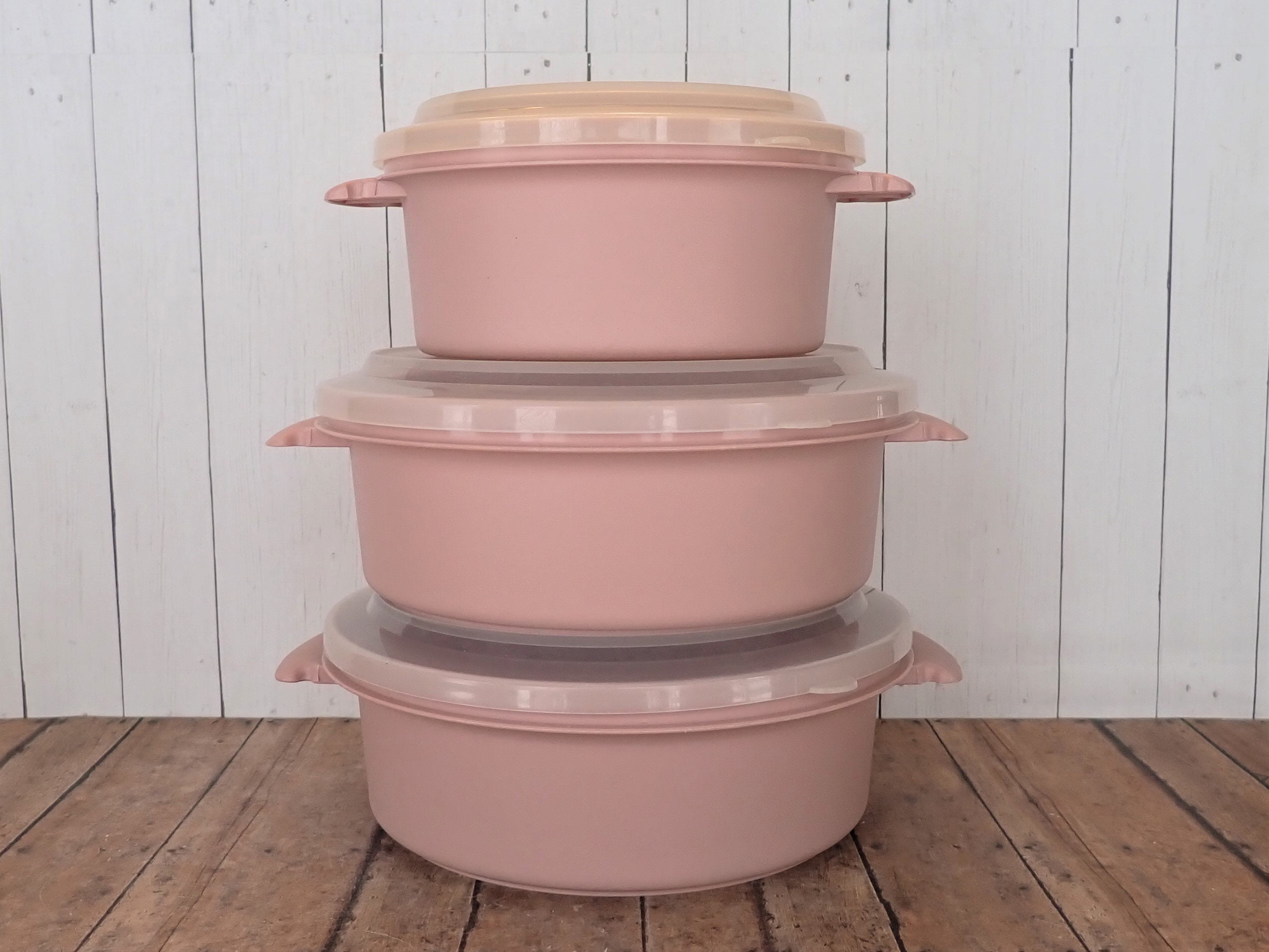 Vintage Super Seal Pale Pink Container Set of 3 Storage Canisters Superseal  Kitchen Storage