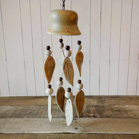 Vintage Ceramic Leaf Hanging Bell Wind Chime