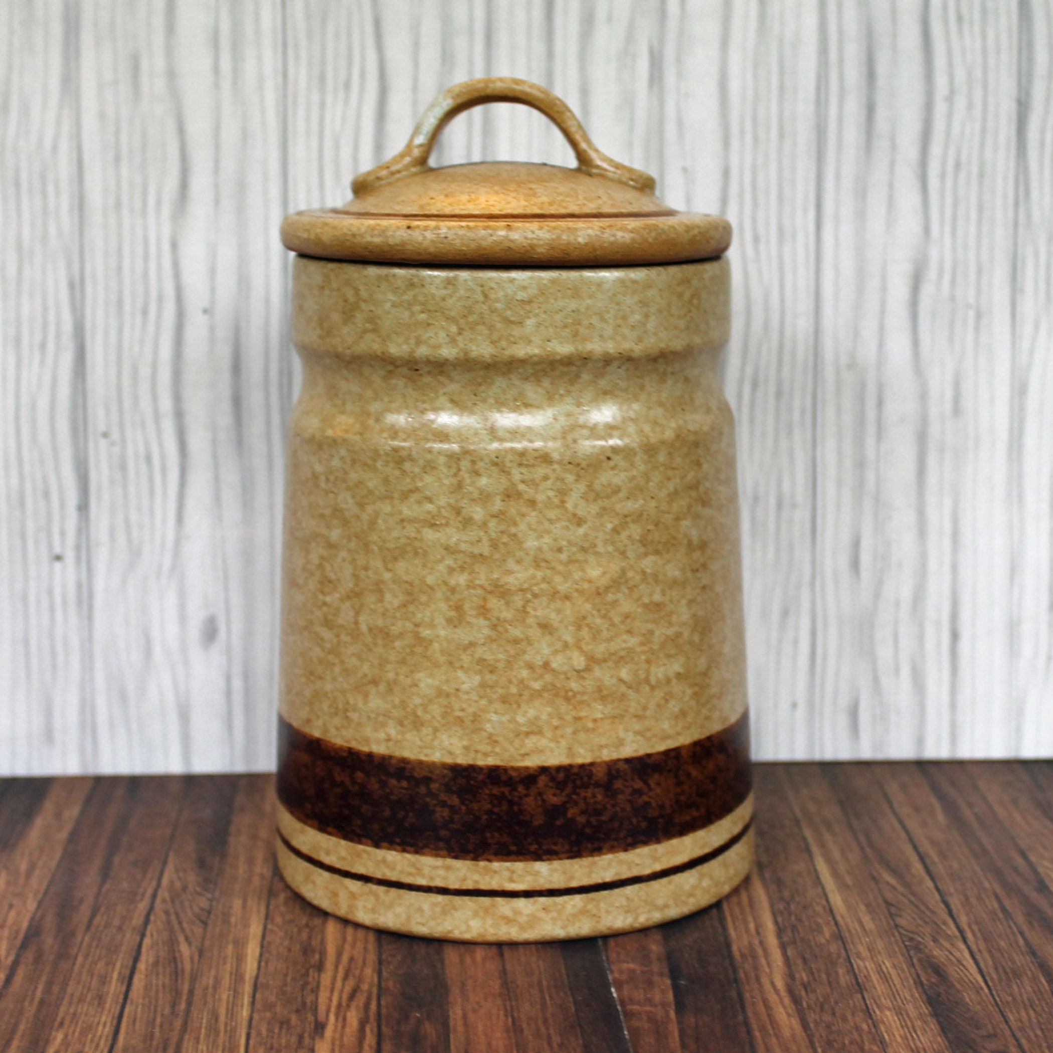 Vintage Pottery Craft USA Ceramic Stoneware Coffee Canister with Lid