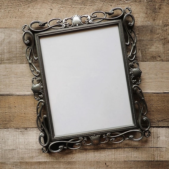 Vintage Silver Metal 8x10 Picture Photo Frame Scroll Leaf Design 8 x 10 Size Smooth Scroll Design