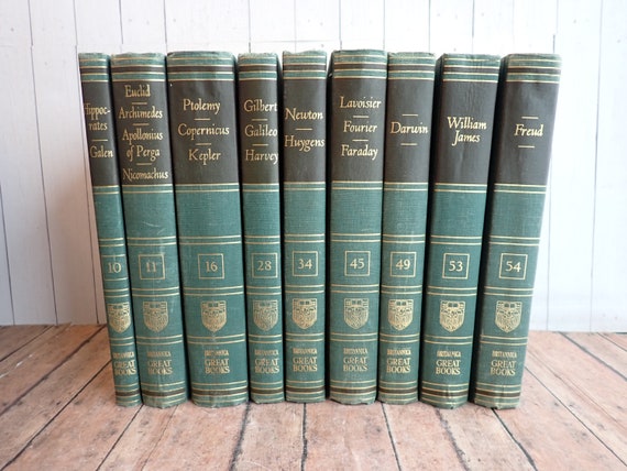 Vintage Brittanica Great Books of the Western World Set of 9 Green Gold and Black Books 1952