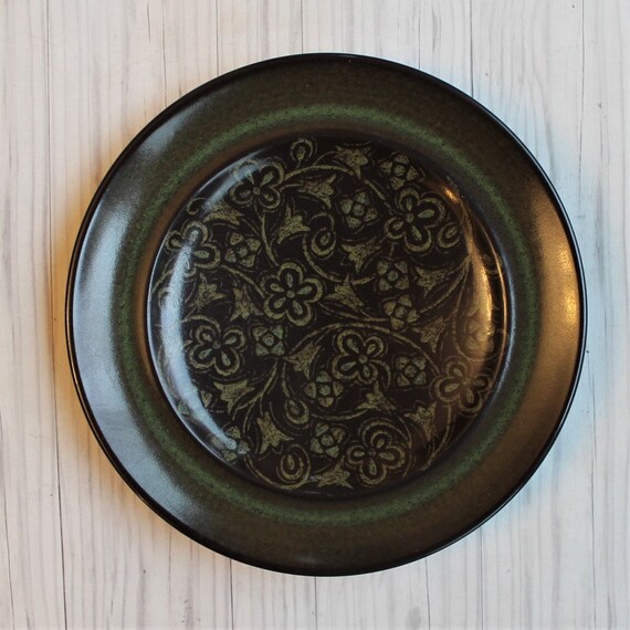 Vintage Franciscan MADEIRA 6" Bread Plates Set of 4 or Set of 8 Brown Stoneware with Green Floral and Leaf Design Mid Century