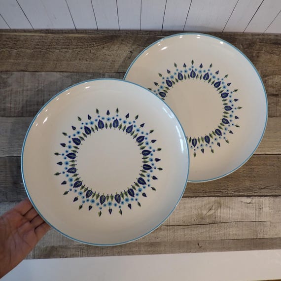 Vintage Marcrest SWISS ALPINE 11" Chop Plate Round Platter Set of 2 Mid Century Modern Tree Pattern Swiss Chalet