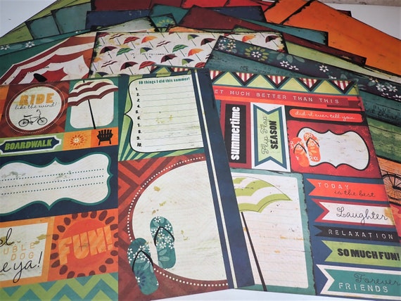 Scrapbook Paper 12x12 Beach Boardwalk Kit Pack of 23 Sheets 