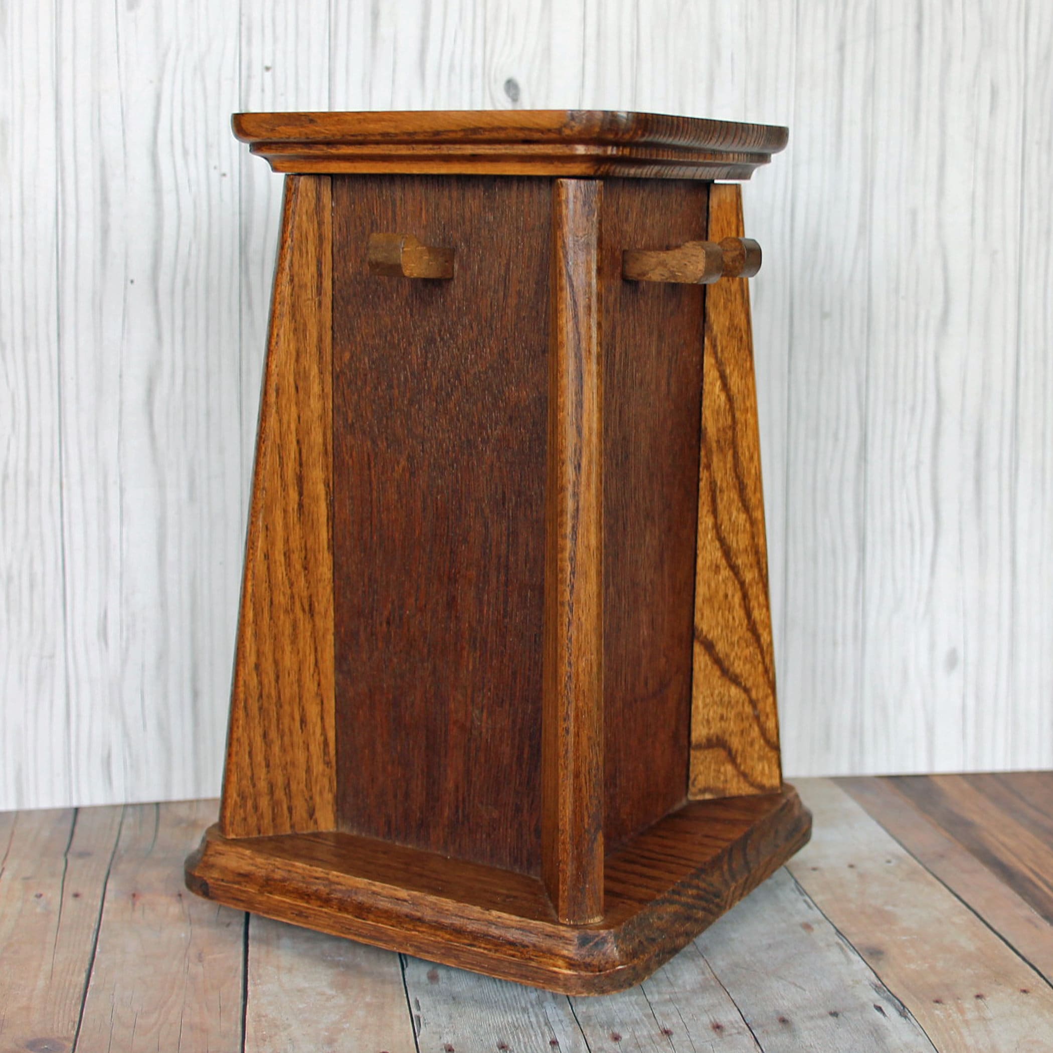 Vintage Wood Utensil Holder Caddy Arts and Crafts Mission Stlye