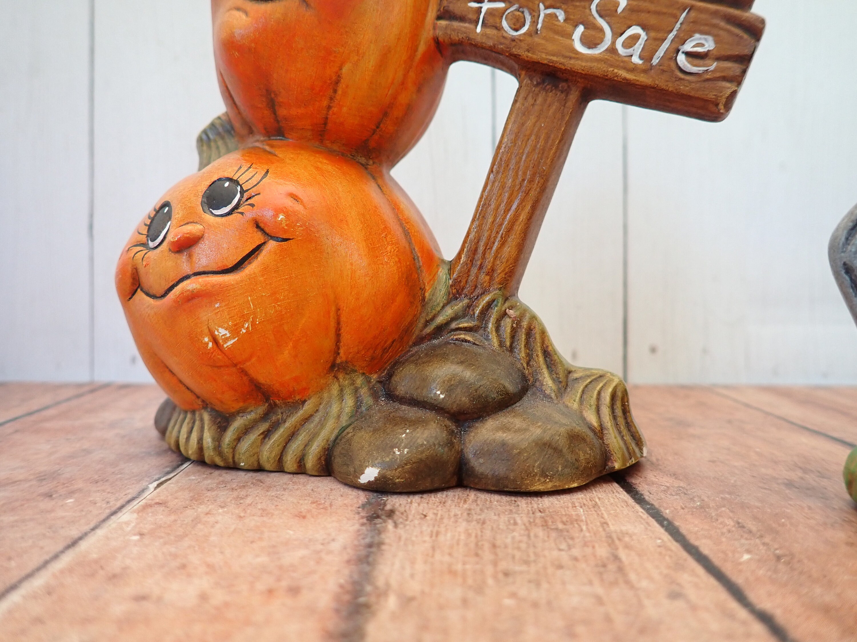 Vintage Ceramic Halloween Figurine Set of 2 Pumpkin Jack O Lantern