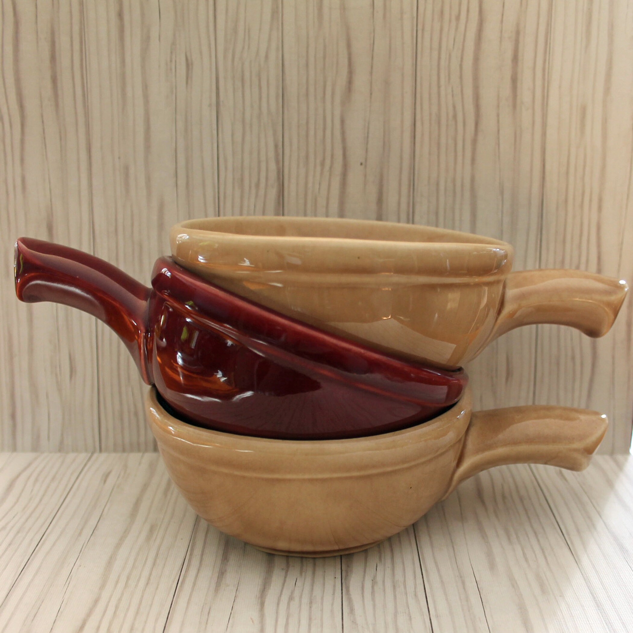 Vintage Set of 3 Heinz Soup Bowls with Handle by McCoy Pottery 1940s