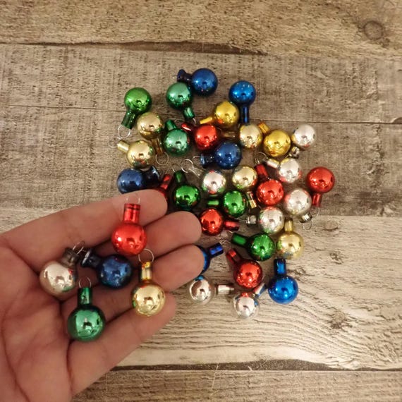 Vintage Mini Glass Ornment Set of 38 Small Miniature Christmas Ornaments