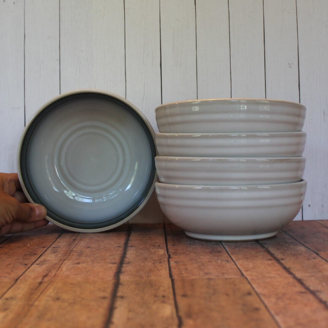 Vintage Noritake Stoneware SORCERER Cereal Bowl Set of 5 White