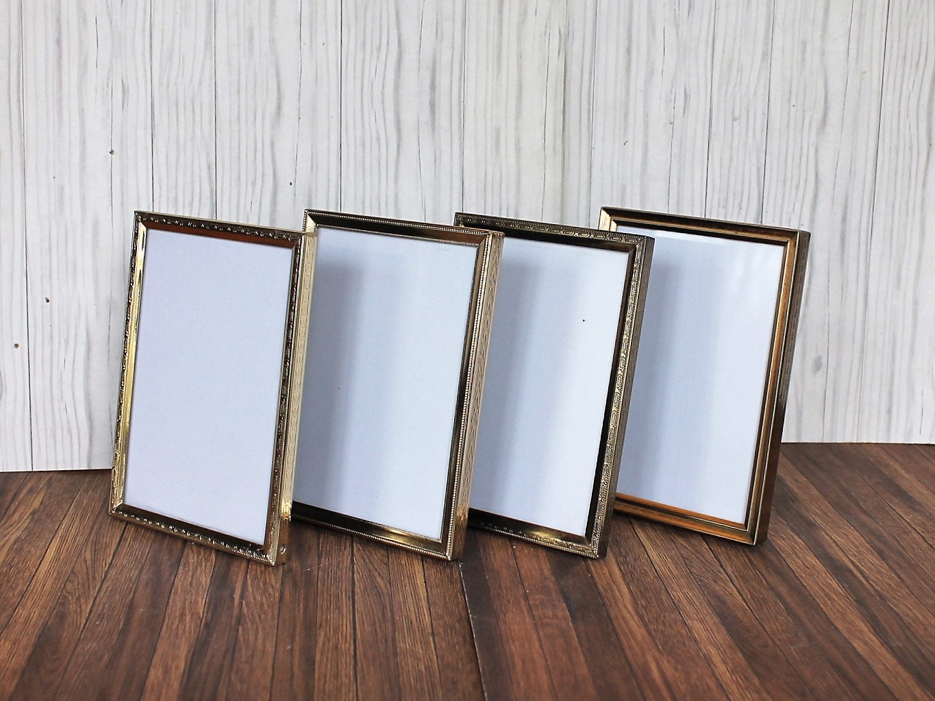 Vintage 3x5 Metal Gold Brass Colored Photo Picture Frame Set of 4