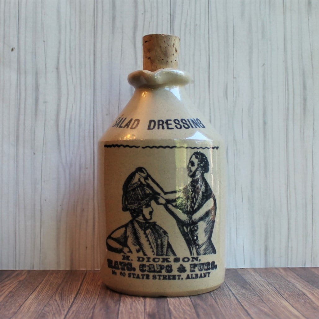 Vintage Stoneware Bottle Salad Dressing Advertising Bottle H. Dickson