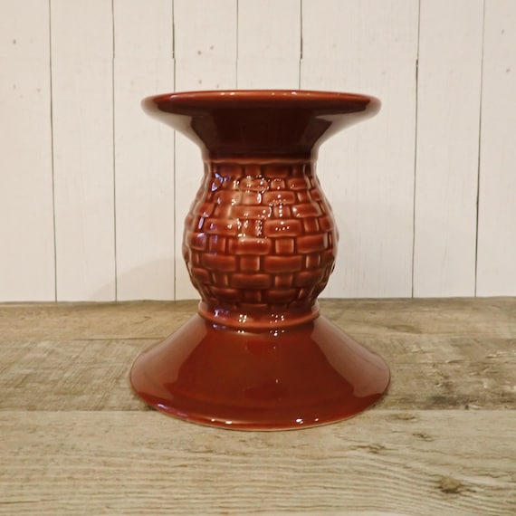 Vintage Longaberger Pottery Woven Traditions Paprika Pillar Candle Holder