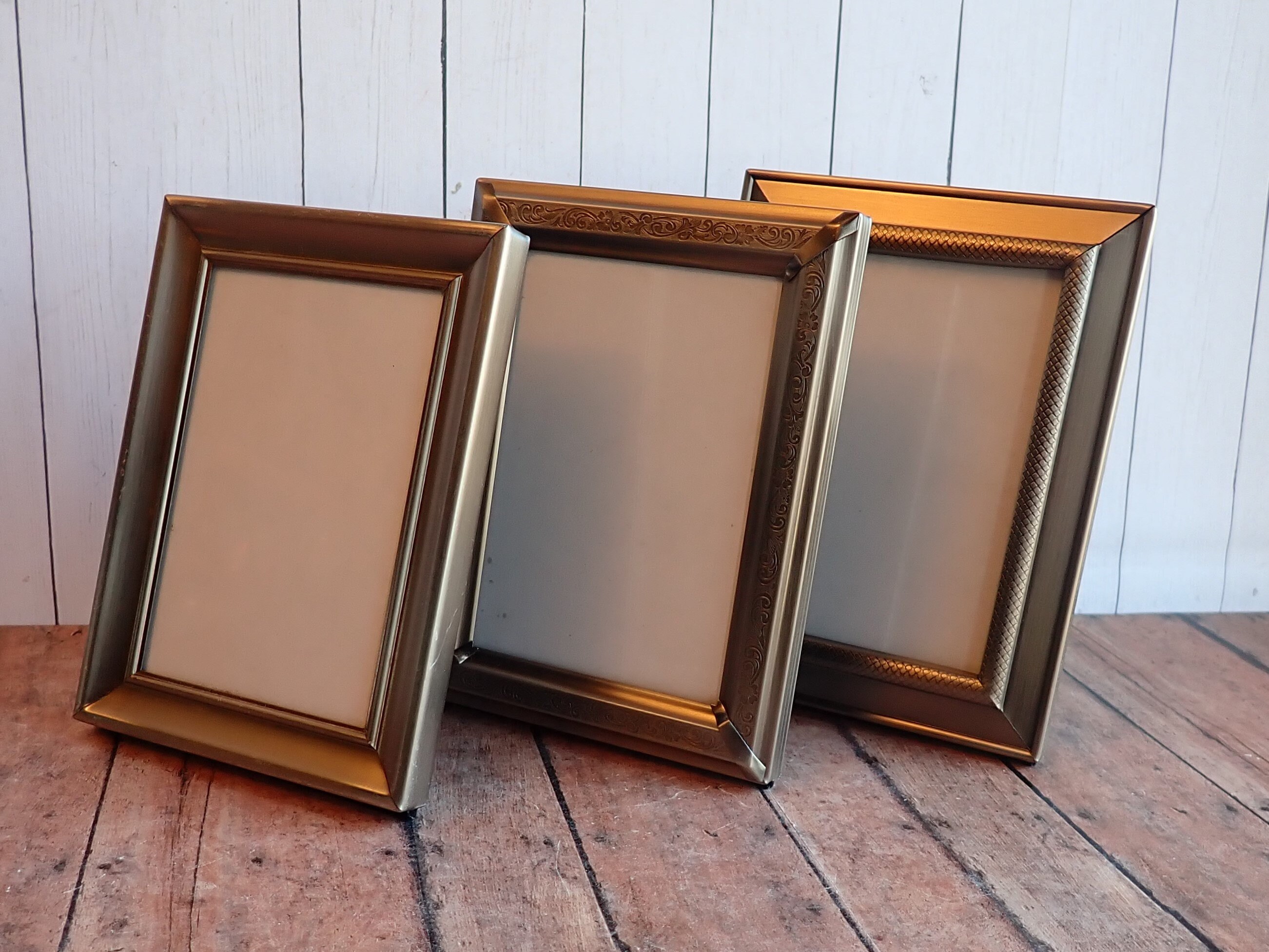 Vintage 3x5 Metal Silver Photo Picture Frame Set of 3 Frames Etched