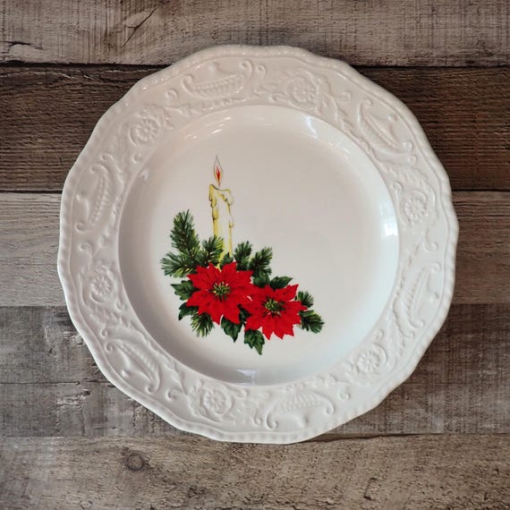 Vintage Canonsburg Pottery Adam Antique Dinner Plate Candle Design 1960s