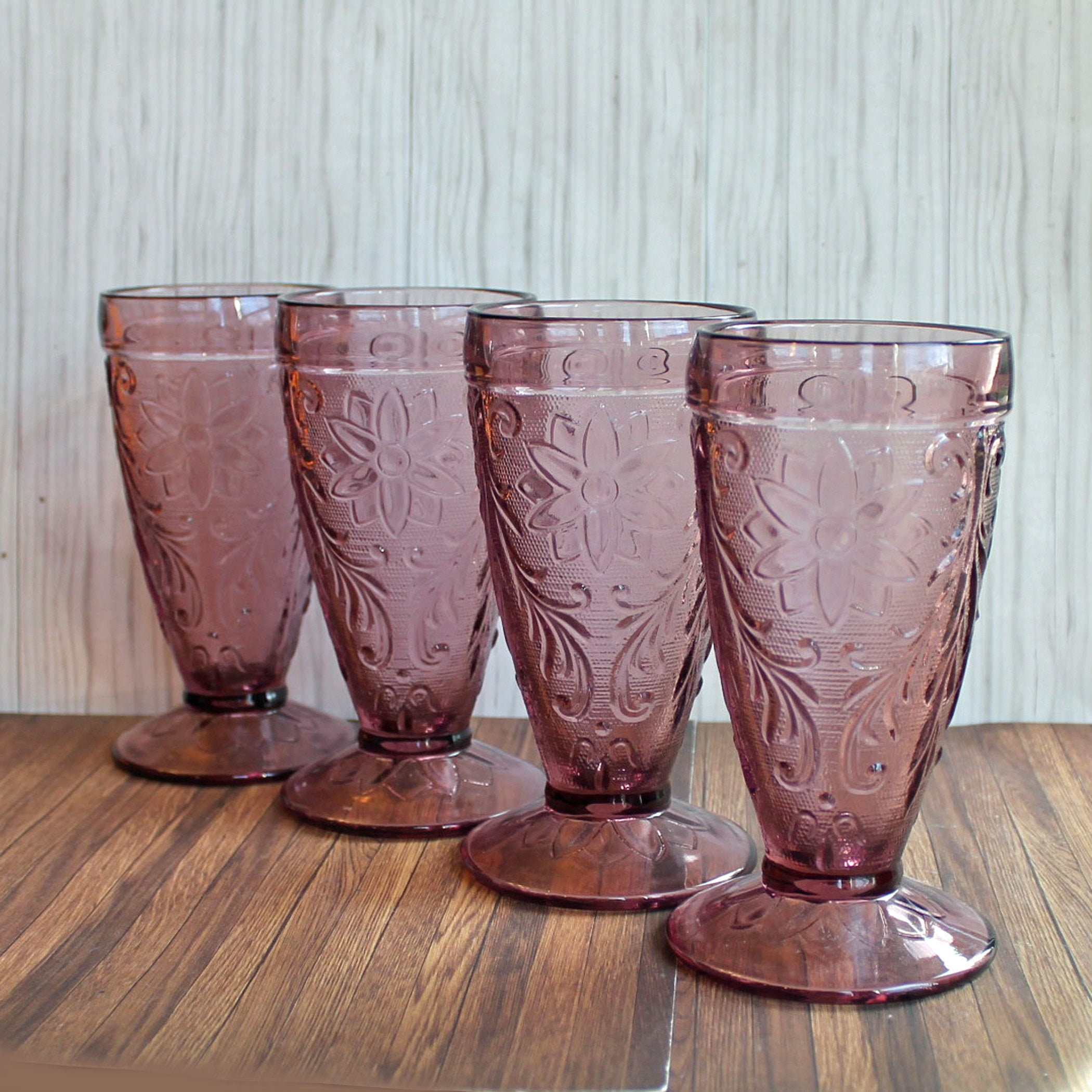 Vintage Indiana Glass Tiara SANDWICH Purple Amethyst Iced Tea Glasses