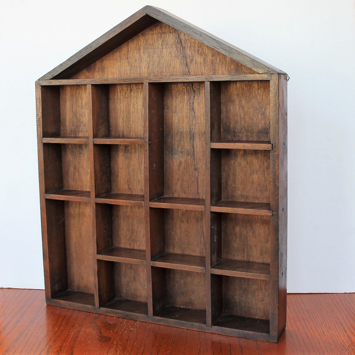 Vintage Wood House Shape Display Shelf for Small Miniatures Trinkets ...