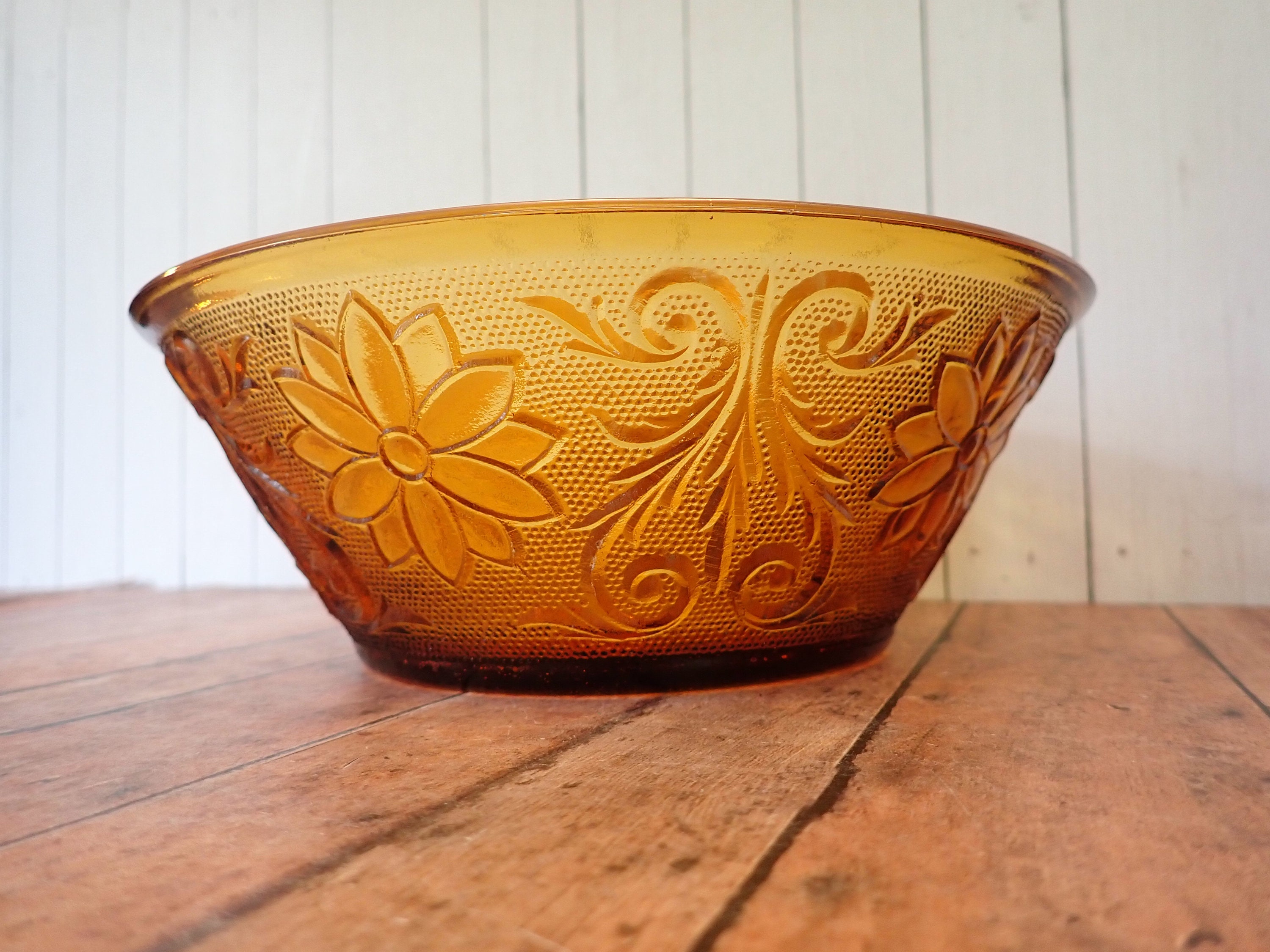 Vintage Indiana Glass Tiara SANDWICH Amber Orange 8 Vegetable Serving