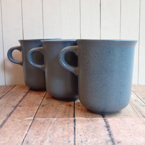 Vintage Dansk MESA SKY BLUE Mug Coffee Cup Set of 3 Stoneware Mugs Made in Portugal